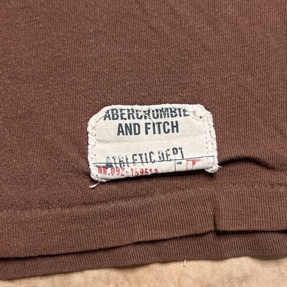 Abercrombie & Fitch Brown Patchwork Embroidered Stitched Short Sleeve T-Shirt - Picture 10 of 10